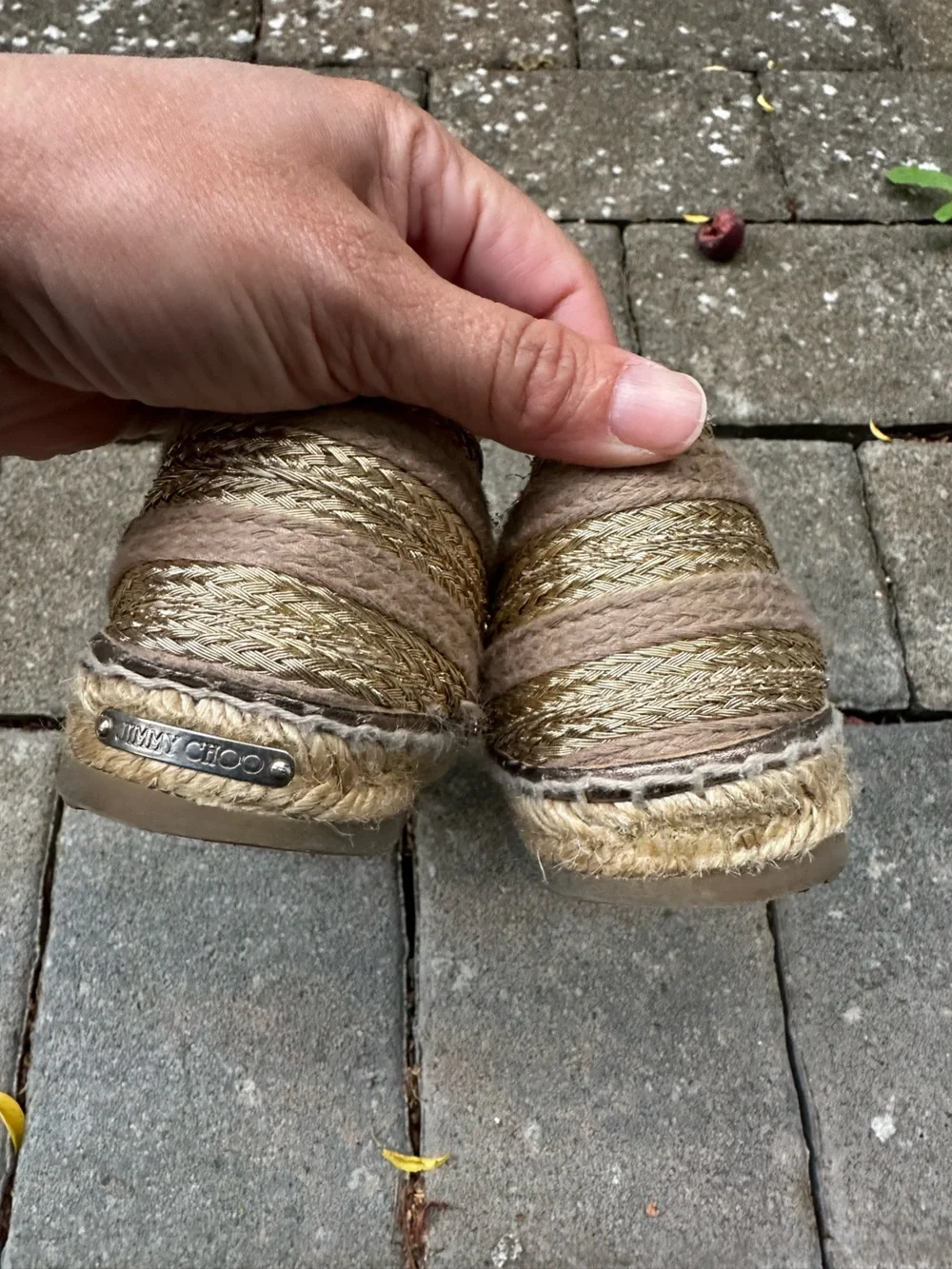 Jimmy Choo Metallic Striped D’Orsay Espadrille Flats - Size 38 (US 8)